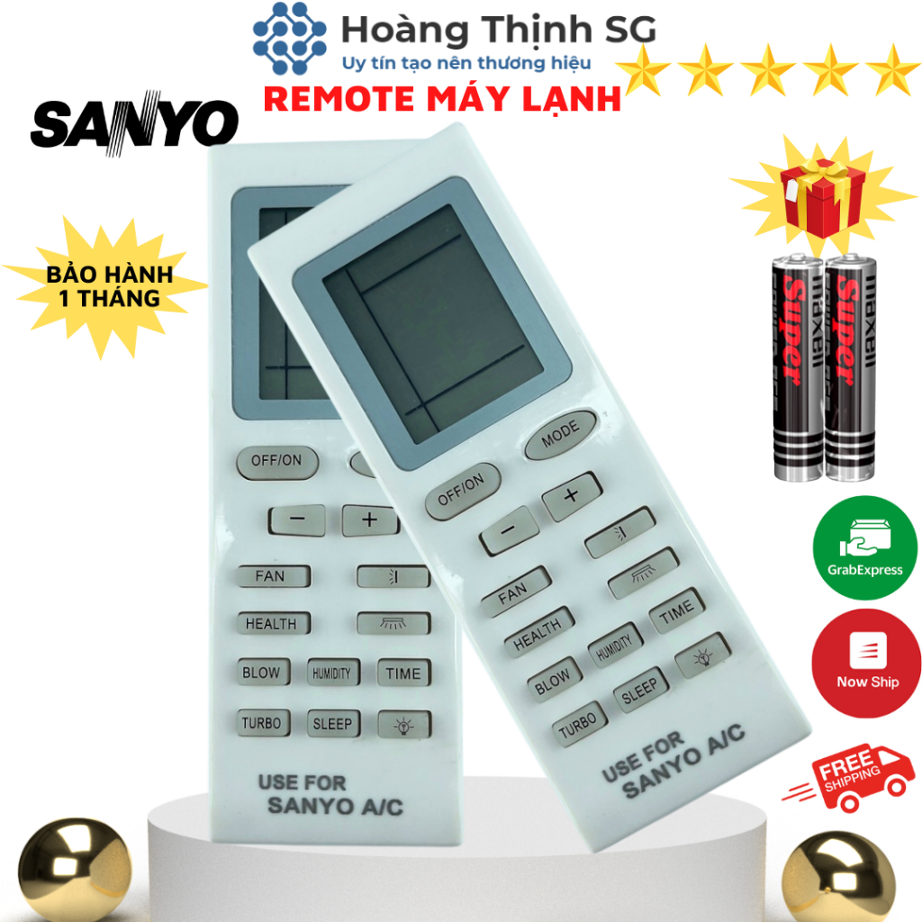 Điều khiển điều hoà SANYO, remote máy lạnh SANYO - tặng kèm pin