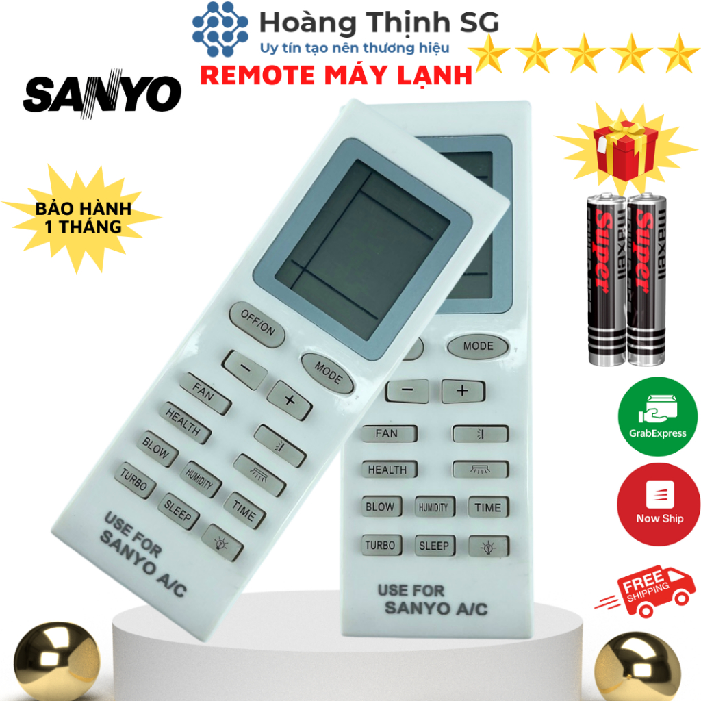 Điều khiển điều hoà SANYO, remote máy lạnh SANYO - tặng kèm pin