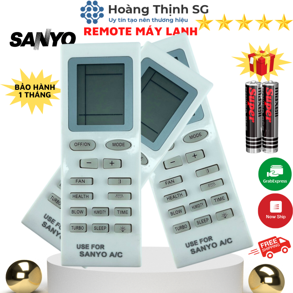 Điều khiển điều hoà SANYO, remote máy lạnh SANYO - tặng kèm pin
