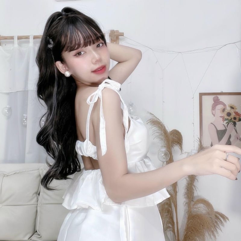 Áo Hai Dây Cột Hở Lưng Babydoll Có Mút