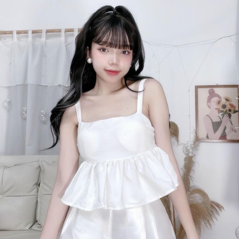 Áo Hai Dây Cột Hở Lưng Babydoll Có Mút