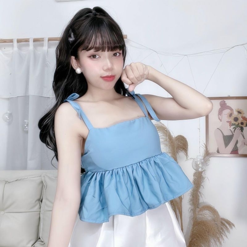 Áo Hai Dây Cột Hở Lưng Babydoll Có Mút