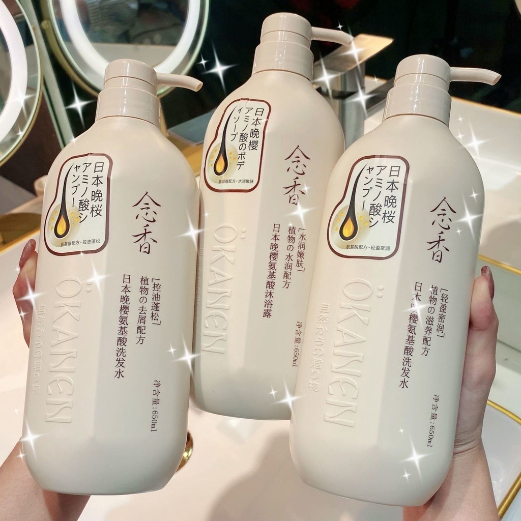 Dầu gội Hoa Anh Đào OKANEN SAKURA 650ml nhật bản, giảm ngứa, giảm gàu, kiểm soát dầu với Acid Amin GX29 ----- Với