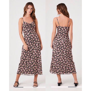 🌼 HOA ĐEN SIZE M | Váy hoa midi thun lưới 2 dây F.21