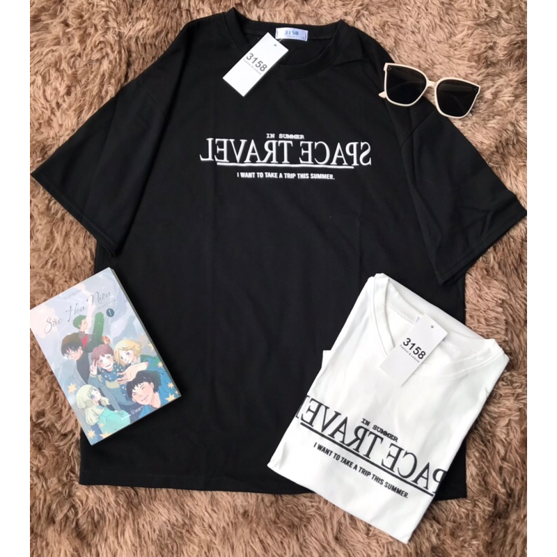 Áo thun 3158  Cotton Khô Chữ mịn mát, áo phông nam nữ Free size