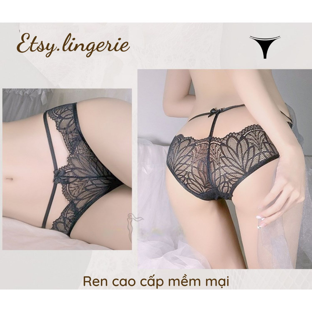 Quần lót nữ ETSY quần lót ren đen cao cấp mềm mại thiết kế lưng chun co giãn quần chip ren tam giác quyến rũ Q4 | BigBuy360 - bigbuy360.vn