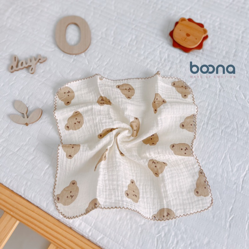 Hộp 6  Khăn xô sữa cho bé Boona sợi muslin, mềm mịn với nàn da bé kích thước 30 x 30 cm
