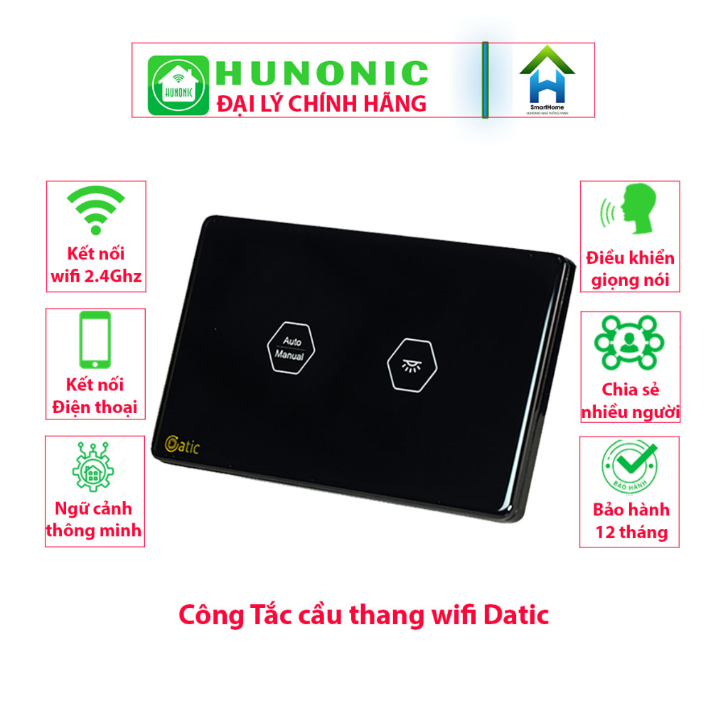 Công Tắc Cầu Thang điều khiển bằng Wifi Datic