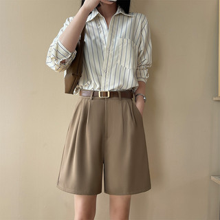 Quần short nữ cạp xếp ly dáng suông chun eo