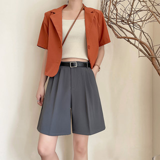 Quần short nữ cạp xếp ly dáng suông chun eo