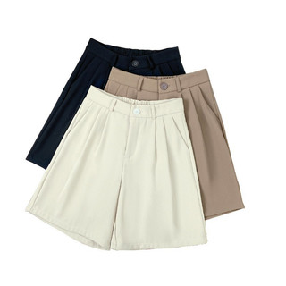 Quần short nữ cạp xếp ly dáng suông chun eo