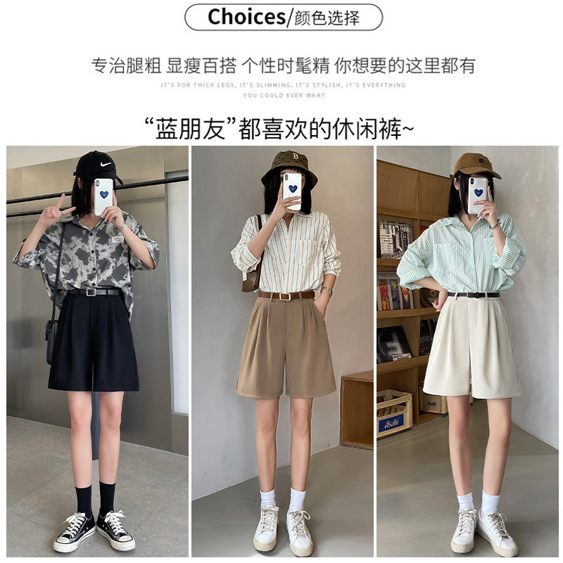 Quần short nữ cạp xếp ly dáng suông chun eo