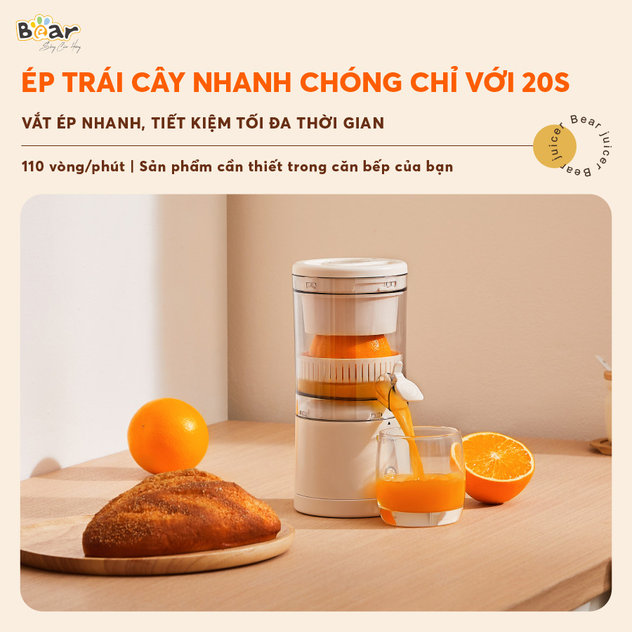 Máy Vắt Cam Tự động Bear Không Dây Sạc USB, Ép Hoa Quả Đa Năng ZZJ-F45A5
