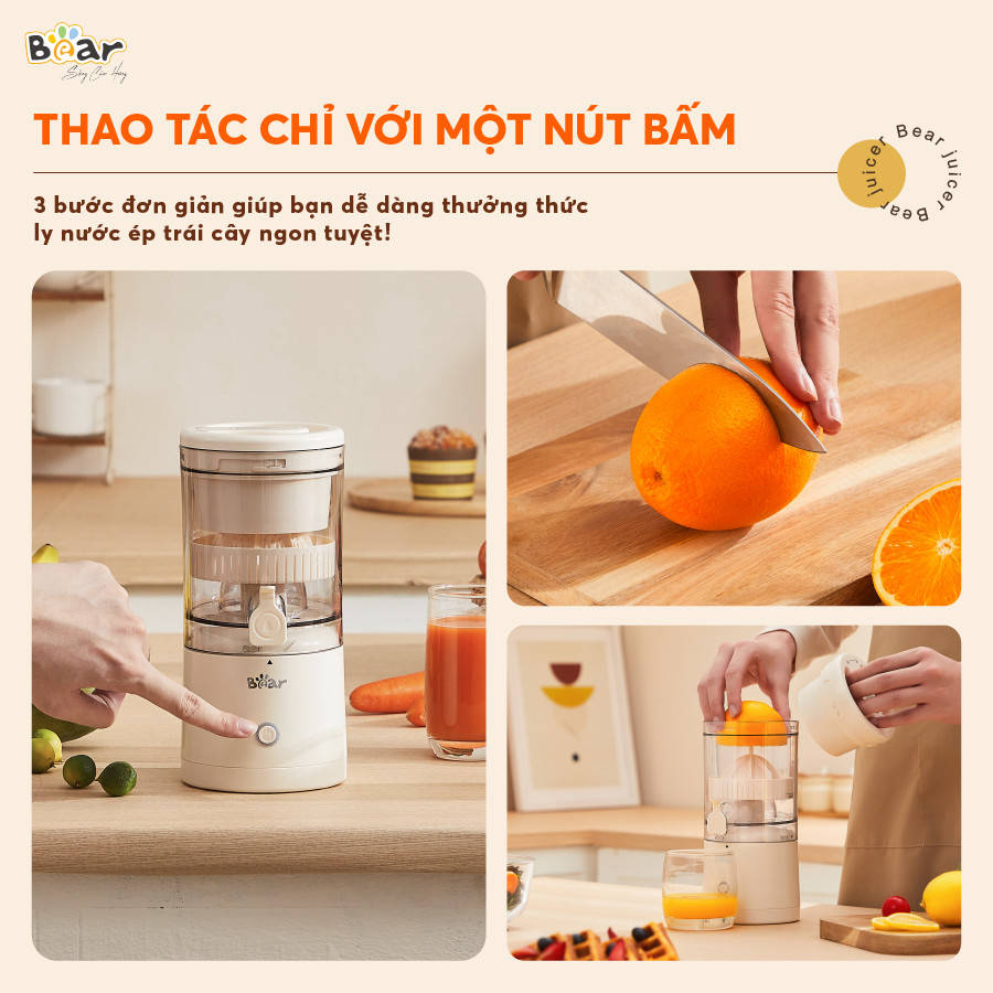 Máy Vắt Cam Tự động Bear Không Dây Sạc USB, Ép Hoa Quả Đa Năng ZZJ-F45A5