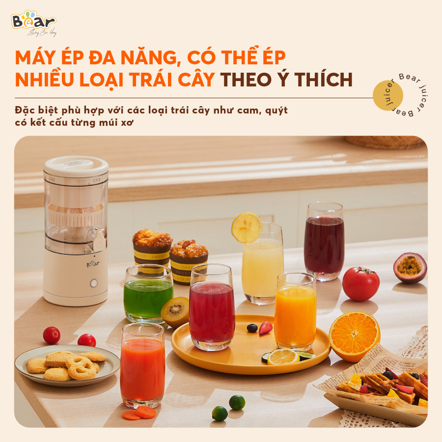 Máy Vắt Cam Tự động Bear Không Dây Sạc USB, Ép Hoa Quả Đa Năng ZZJ-F45A5