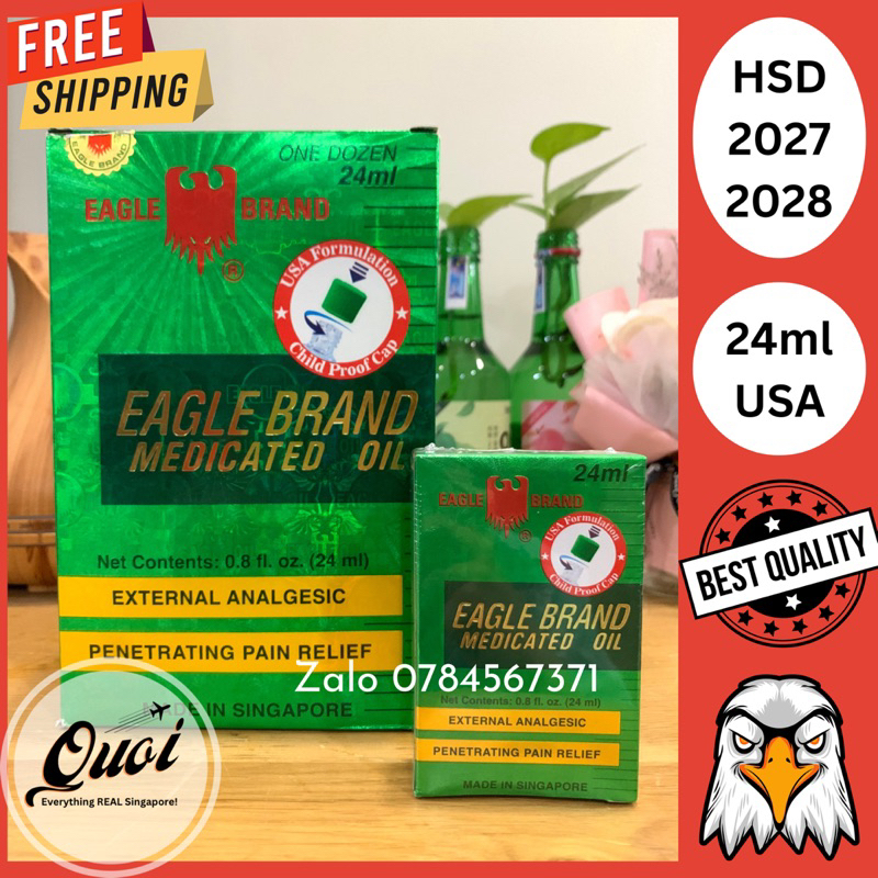Dầu gió hiệu con Ó - dầu Mỹ 2 nắp - dầu xanh mỹ, dầu trắng mỹ, dầu vàng mỹ, dầu nước xanh 2 nắp