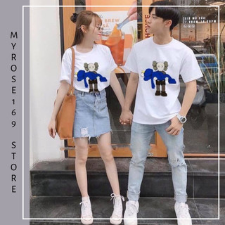 Áo Thun Đôi Tình Nhân Màu Trắng In Hình Búp Bê Kaws MYROSE169