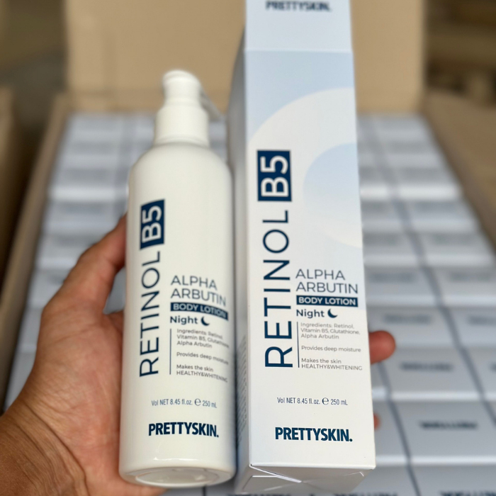 Kem dưỡng trắng da body Prettyskin Glutathione V10 & Retinol B5 250ml