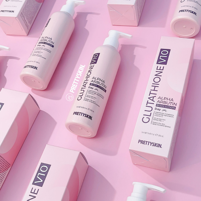 Kem dưỡng trắng da body Prettyskin Glutathione V10 & Retinol B5 250ml