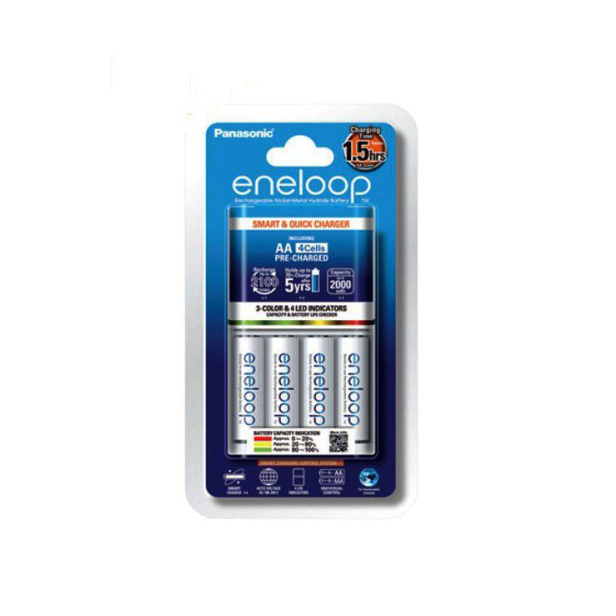 Máy Sạc Tự Ngắt PANASONIC Eneloop kèm 4 Pin AA ENELOOP 2000MAH - Hàng chính hãng