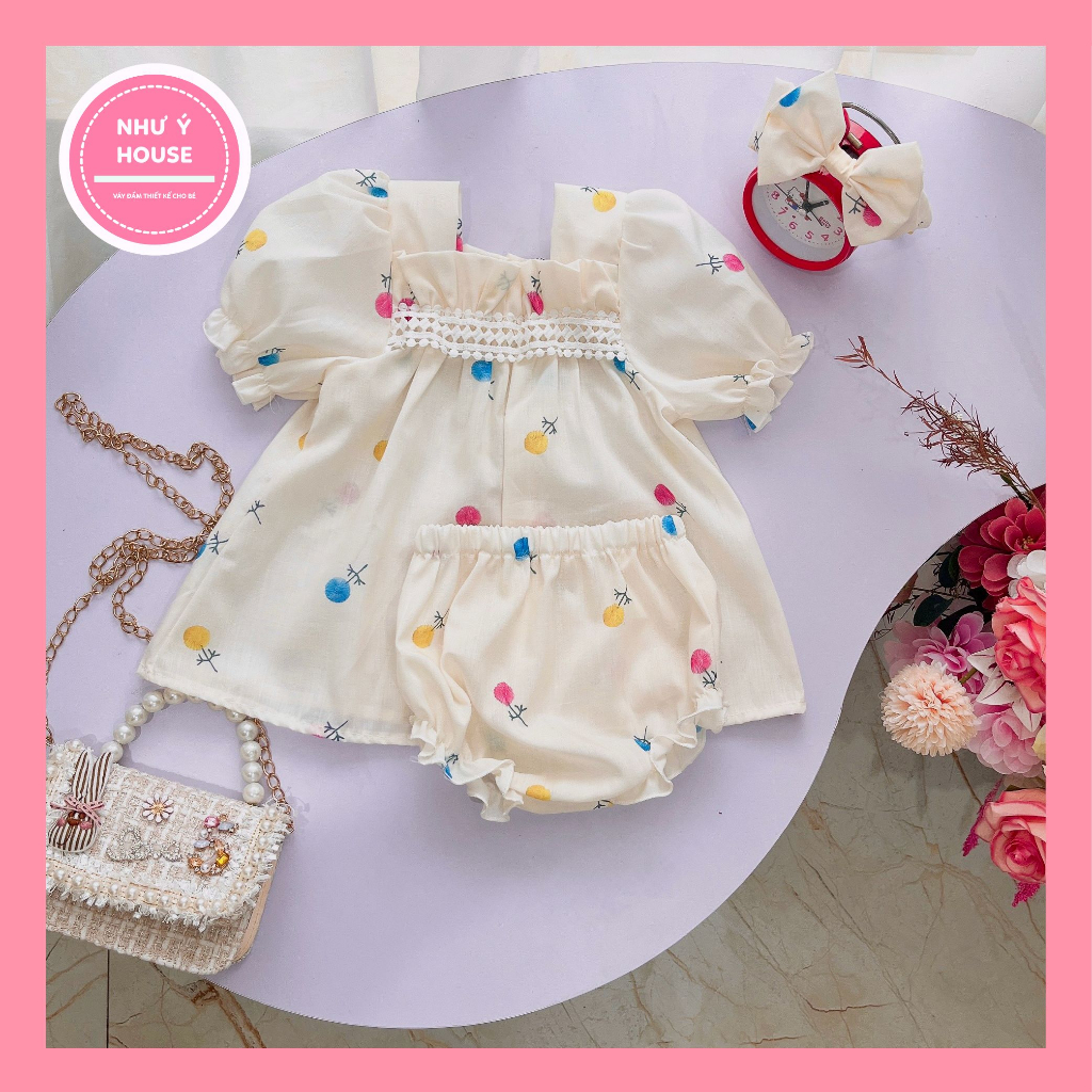 sét bộ đi học cho bé gái 8-32kg👘👘NHƯ Ý HOUSE'S-bộ quần áo cho bé,quà tặng sinh nhật,đi chơi -Set bộ hoa bồ công anh