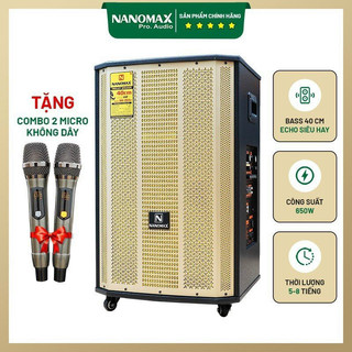 Loa karaoke nanomax sk 15x6. bass 4 tấc, công suất 650 w, kèm 2 micro không dây