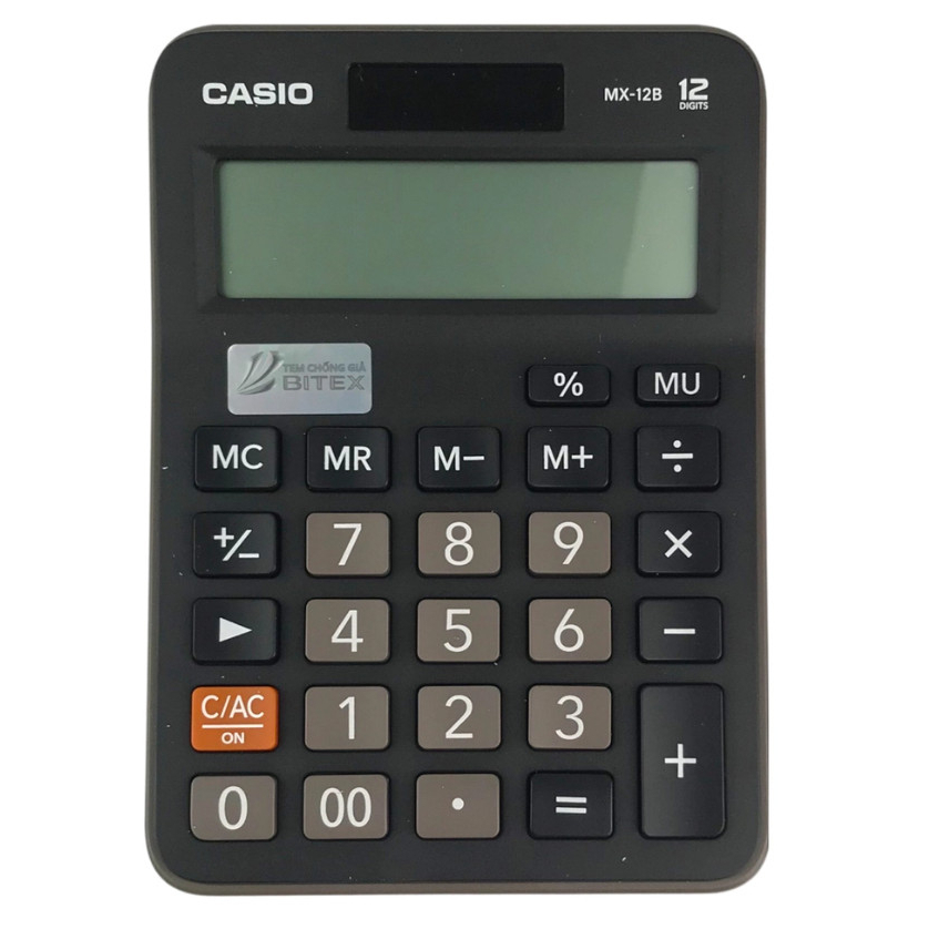 Máy Tính Bán Hàng Casio MX-12B - Dùng Cho Cửa Hàng, Quán Ăn - Phím To, Bấm Nhạy - Dùng Siêu Bền - Năng Lượng Mặt Trời