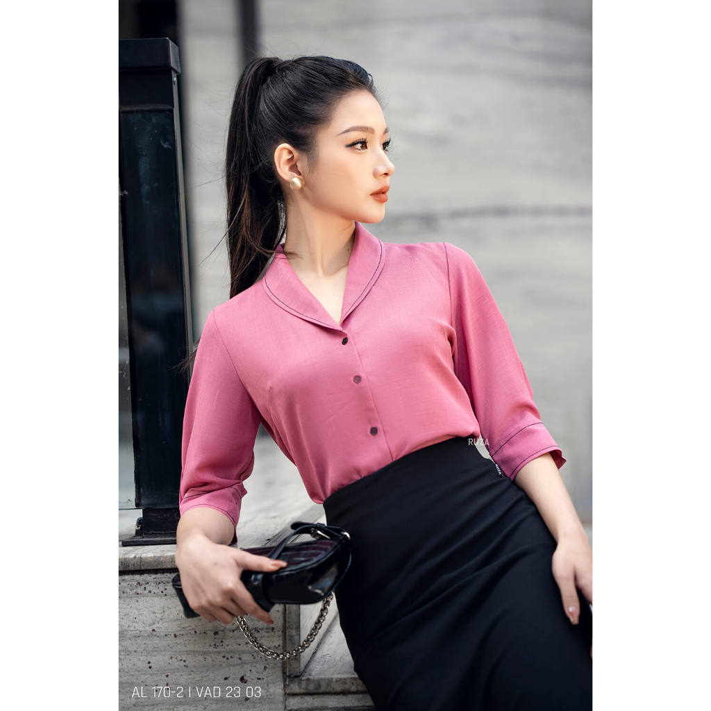 Áo sơ mi nữ RUZA tay lỡ basic thời trang công sở AL 170
