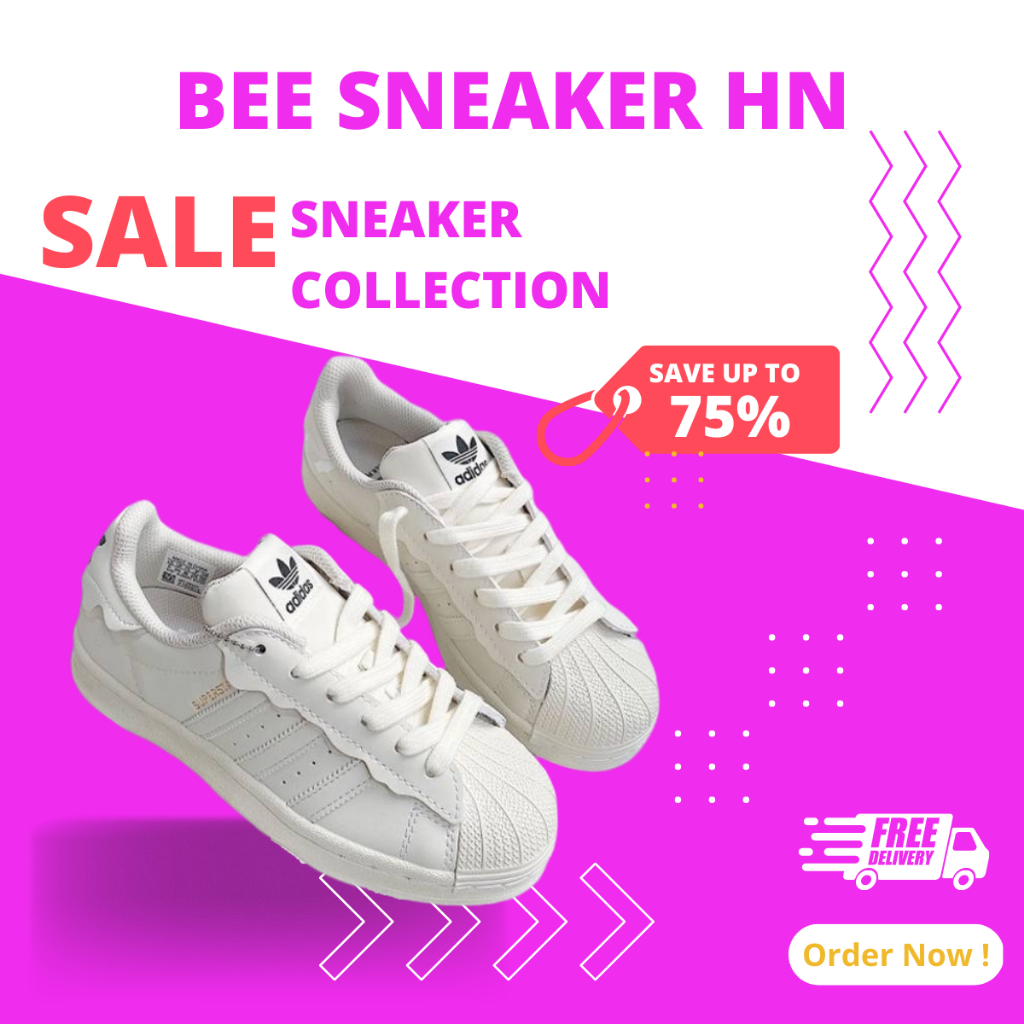 Giày adidas superstar trắng kem, giày thể thao adidas cao cấp nữ full box bill