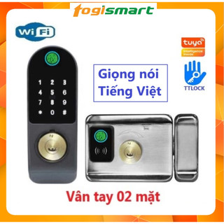 Khóa vân tay 2 mặt, Wifi, sử dụng App TTLock/App Tuya, giọng nói Tiếng Việt