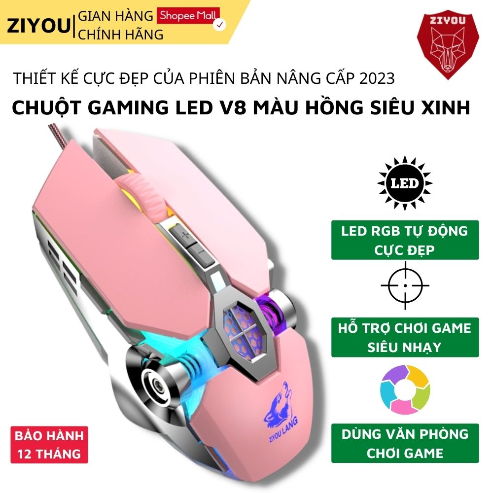 Chuột máy tính,gaming có dây ZIYOU V8 có LED RGB tự đổi màu cực đẹp,chơi game,dùng văn phòng