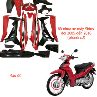 Bộ dàn áo Loại Phanh Cơ gắn xe SIRIUS đời 2005 đến 2018 màu ĐỎ CỜ , nhựa ABS nguyên sinh cao cấp