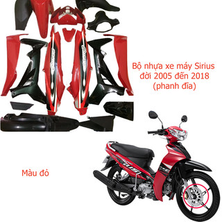 [ TẶNG PHA ĐÈN BÓNG TRÒN SIÊU SÁNG] Dàn áo Loại Phanh Đĩa  xe SIRIUS đời 2005 đến 2018 màu ĐỎ CỜ