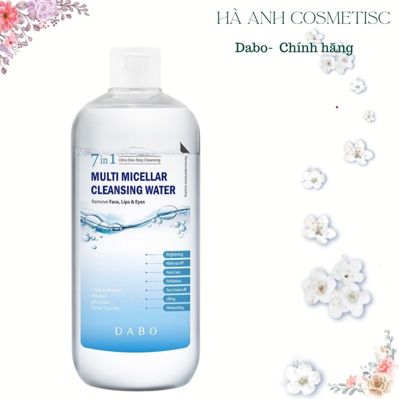 Nước tẩy trang mặt và mắt môi size đại đa chức năng 7in1 Dabo hàn quốc 500ml/chai- Mỹ phẩm chính hãng