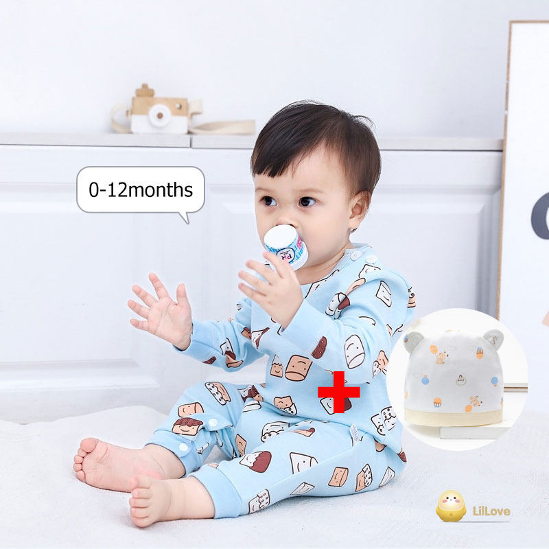 （0-12 tháng mũ miễn phí） Body cộc cho Bé Trai Bé Gái  quần áo Sơ Sinh vải Cotton mềm mịn, Bodysuit cho bé dễ thương