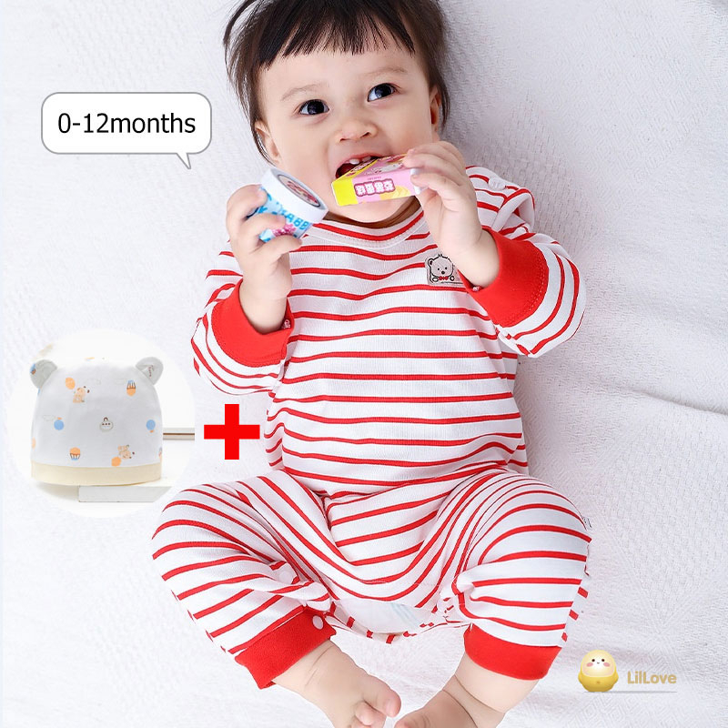 （0-12 tháng mũ miễn phí） Body cộc cho Bé Trai Bé Gái  quần áo Sơ Sinh vải Cotton mềm mịn, Bodysuit cho bé dễ thương