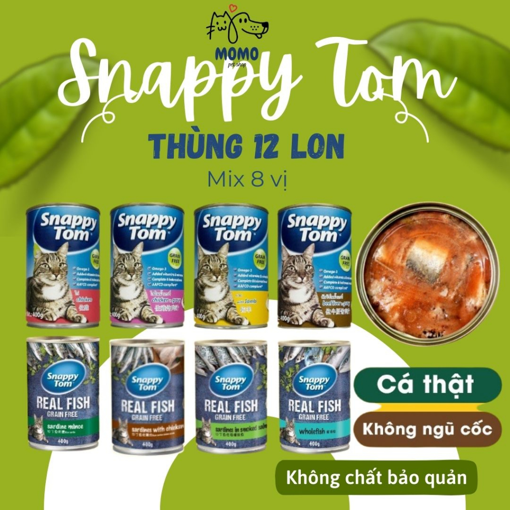 Thùng 12 lon Snappy Tom mix vị