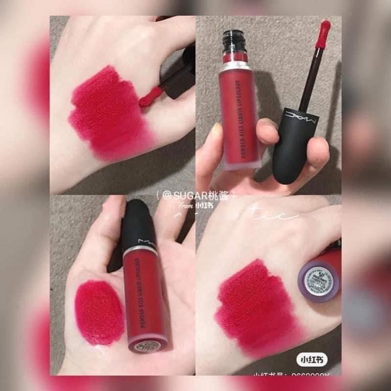 Son Kem Lì MAC Powder Kiss Liquid 981 Haute Pants ( Màu Đỏ Anh Đào ) - 5ml