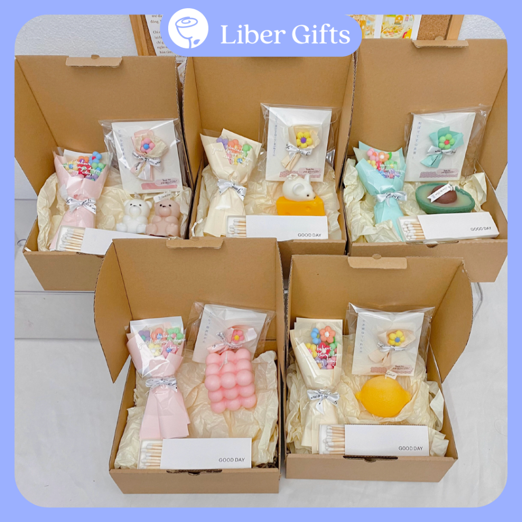 Set quà nến và hoa tặng bạn gái, quà tặng sinh nhật bạn thân, quà tặng theo tone màu siêu cute, quà tặng người yêu