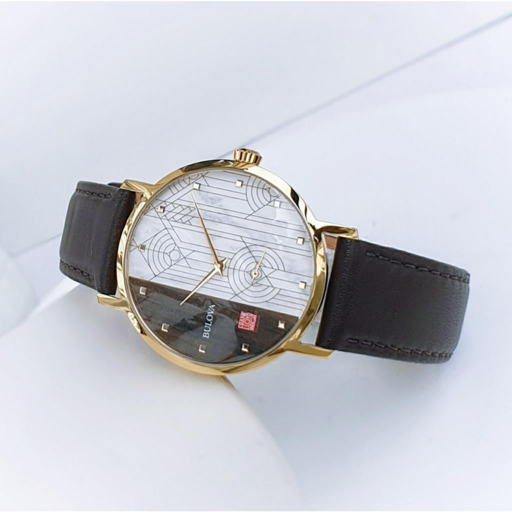 Đồng hồ chính hãng nam Bulova FrAnk Lloyd Wright 97A141- Máy Quartz pin - Kính cứng - Dây da