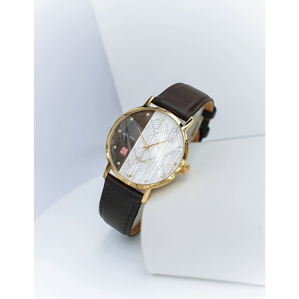 Đồng hồ chính hãng nam Bulova FrAnk Lloyd Wright 97A141- Máy Quartz pin - Kính cứng - Dây da