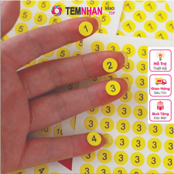 Tờ 100 tem số 1-100 tem nhãn dán decal hình tròn  size 15mm