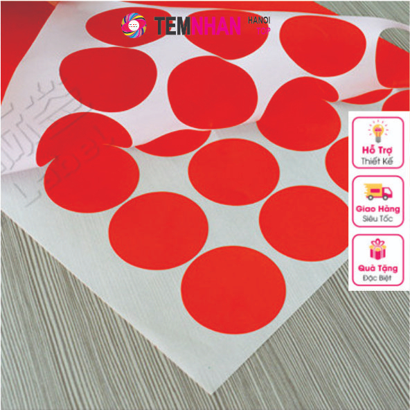 Tem nhãn dán decal Tờ 100 chấm tròn các size 10mm,15mm,20mm, 30mm