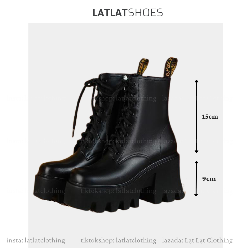 | DEAL TỐT NHẤT SÀN | Giày boot chiến binh siêu ngầu đế cao 9cm cổ cao 15cm cá tính - Giày bốt đế răng cưa thời trang
