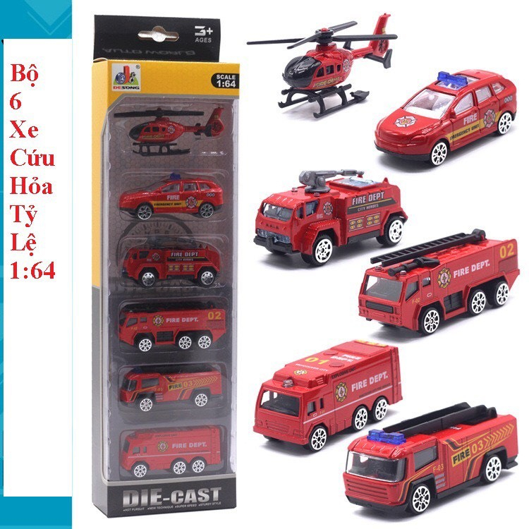 Bộ đồ chơi Set 6 xe cứu hỏa sịn sò