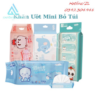 Khăn ướt mini bỏ túi - Khăn giấy ướt đa năng 1 gói trong có 8 túi. Khăn Giấy Ướt Mini Set 8 Gói