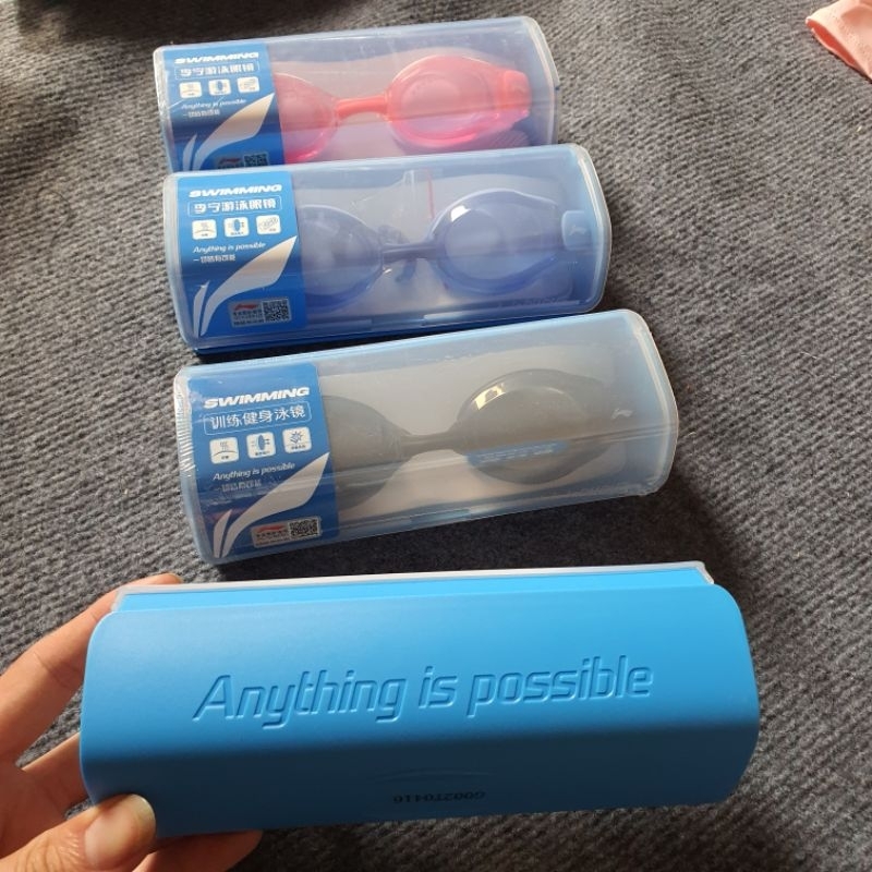 Kính bơi chính hãng Lining dây silicon điều chỉnh kích thước kèm bịt tai - kính bơi lining K5089