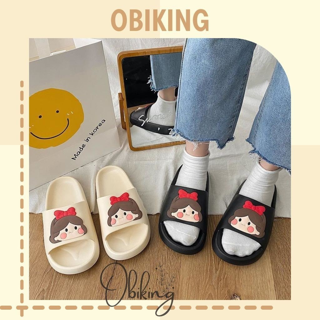 Dép lê bánh mì nữ Ullzang hình cô gái siêu cute