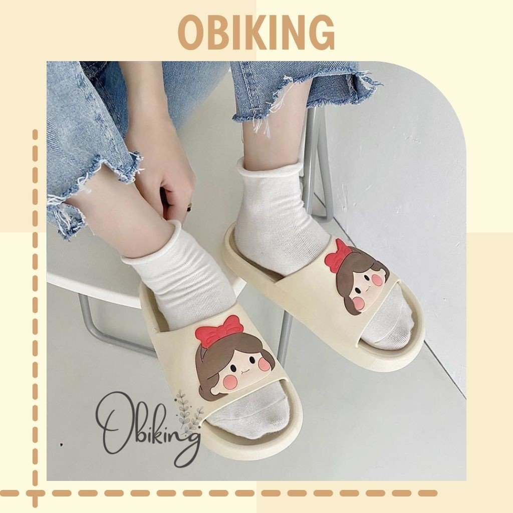 Dép lê bánh mì nữ Ullzang hình cô gái siêu cute