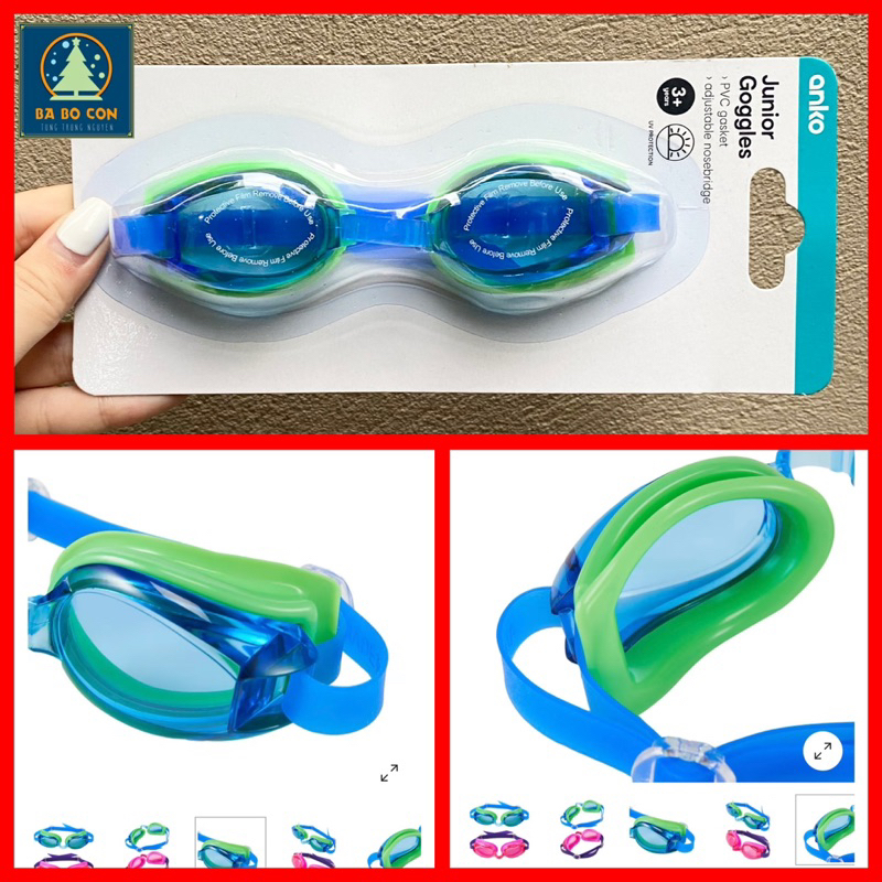 [ CHÍNH HÃNG ] Kính bơi trẻ em Anko size 3-6 tuổi, điều chỉnh được cầu kính và dây kính, chống tia UV 100%